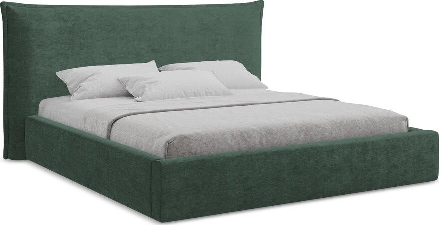 Zelená čalouněná dvoulůžková postel s úložným prostorem s roštem 140x200 cm Esala – Makamii