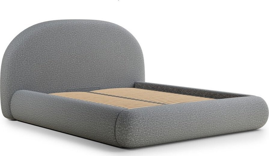 Šedá čalouněná dvoulůžková postel s úložným prostorem s roštem 160x200 cm Maumere – Maison de Rêve