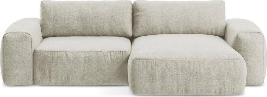 Béžová žinylková rozkládací rohová pohovka (pravý roh/s lenoškou) Kuki – Makamii