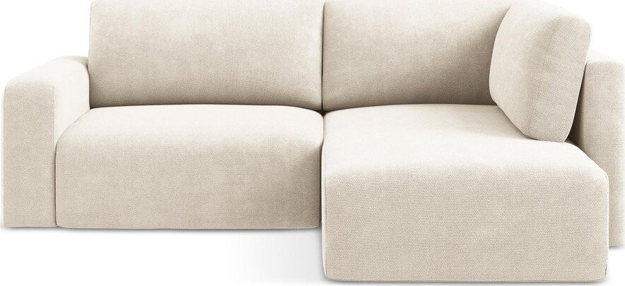 Krémová žinylková rozkládací/s úložným prostorem rohová pohovka (pravý roh/do L) Kona – Makamii