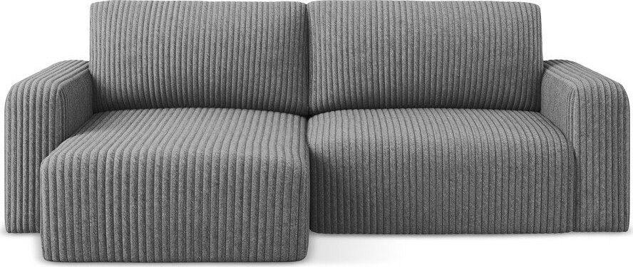 Šedá manšestrová rozkládací/s úložným prostorem rohová pohovka (levý roh/s lenoškou) Kona – Makamii