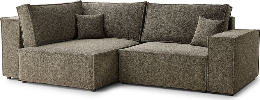 Hnědá žinylková rozkládací/s úložným prostorem rohová pohovka (levý roh/do L) Tonga – Maison de Rêve