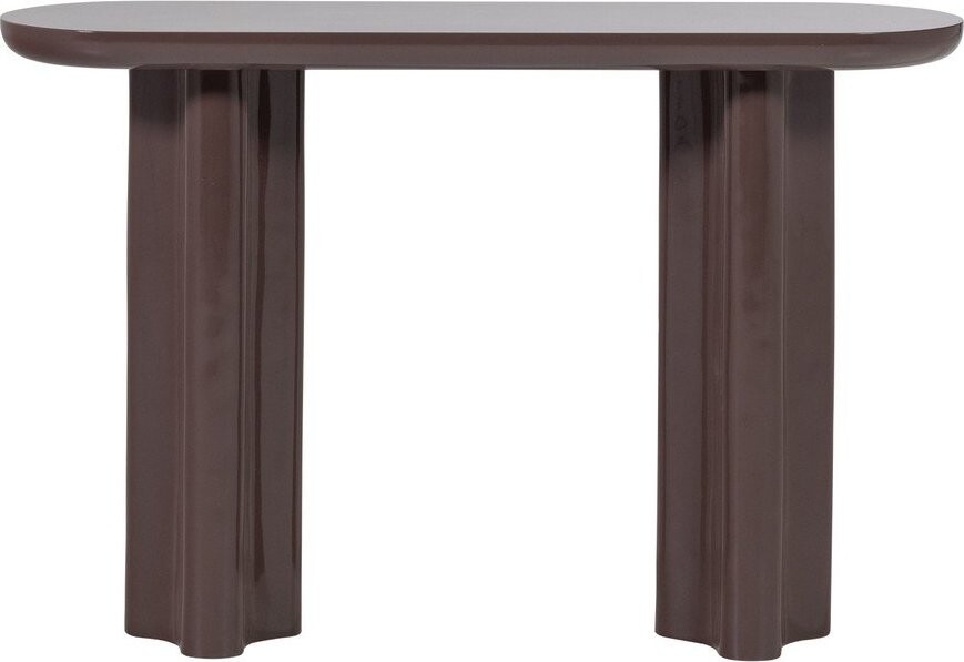 Tmavě hnědý lesklý konzolový stolek 35x120 cm Evara – WOOOD