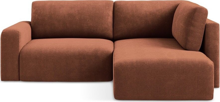 Žinylková rozkládací/s úložným prostorem rohová pohovka v terakotové barvě (pravý roh/do L) Kona – Makamii