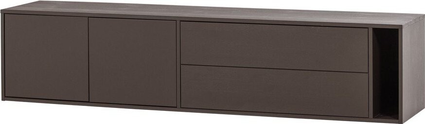 Tmavě hnědý TV stolek z borovicového dřeva 200x45x44 cm Settle Down – vtwonen