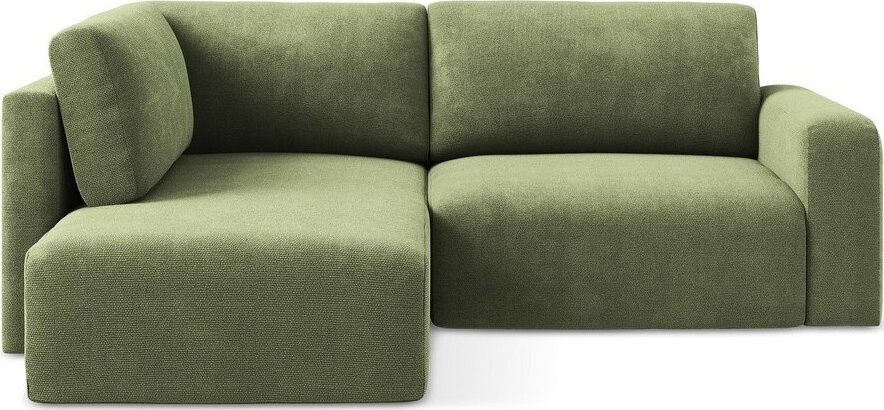 Zelená žinylková rozkládací/s úložným prostorem rohová pohovka (levý roh/do L) Kona – Makamii