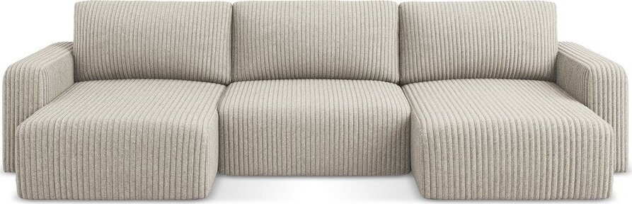 Béžová manšestrová rozkládací/s úložným prostorem rohová pohovka (do 