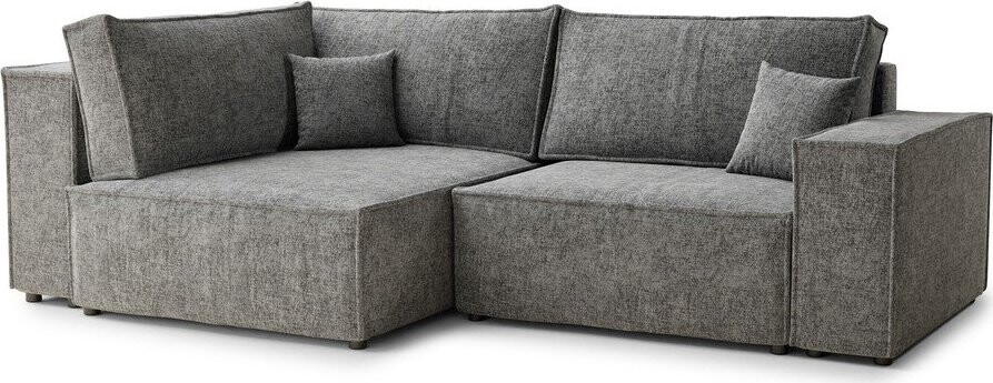 Šedá žinylková rozkládací/s úložným prostorem rohová pohovka (levý roh/do L) Tonga – Maison de Rêve