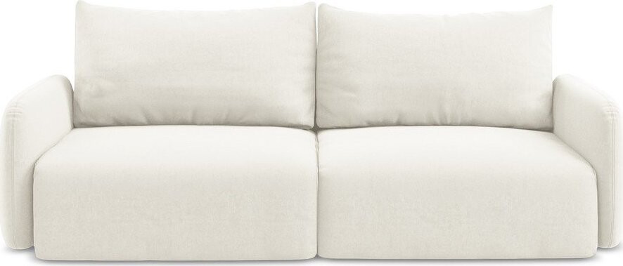 Krémová sametová rozkládací/s úložným prostorem pohovka 238 cm Kalena – Makamii