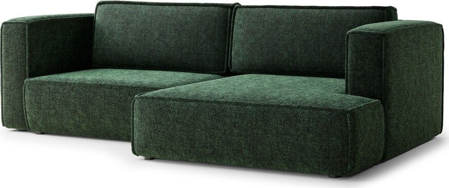 Tmavě zelená žinylková rozkládací/s úložným prostorem rohová pohovka (pravý roh/s lenoškou) Velto – Maison de Rêve