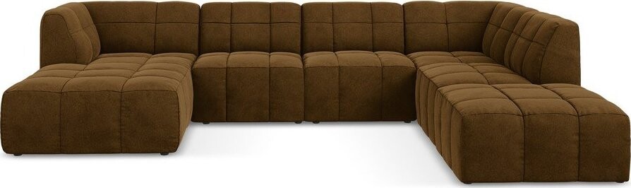 Sametová rohová pohovka v hořčicové barvě (do 