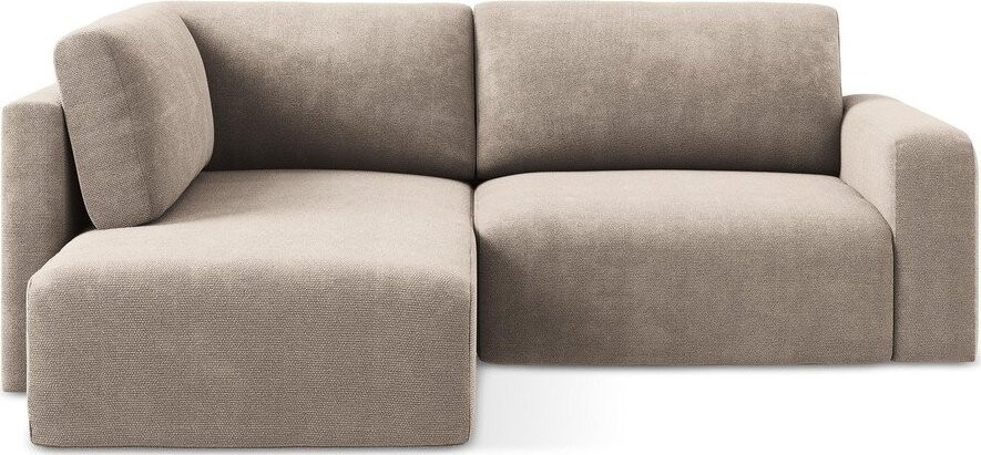 Béžová žinylková rozkládací/s úložným prostorem rohová pohovka (levý roh/do L) Kona – Makamii