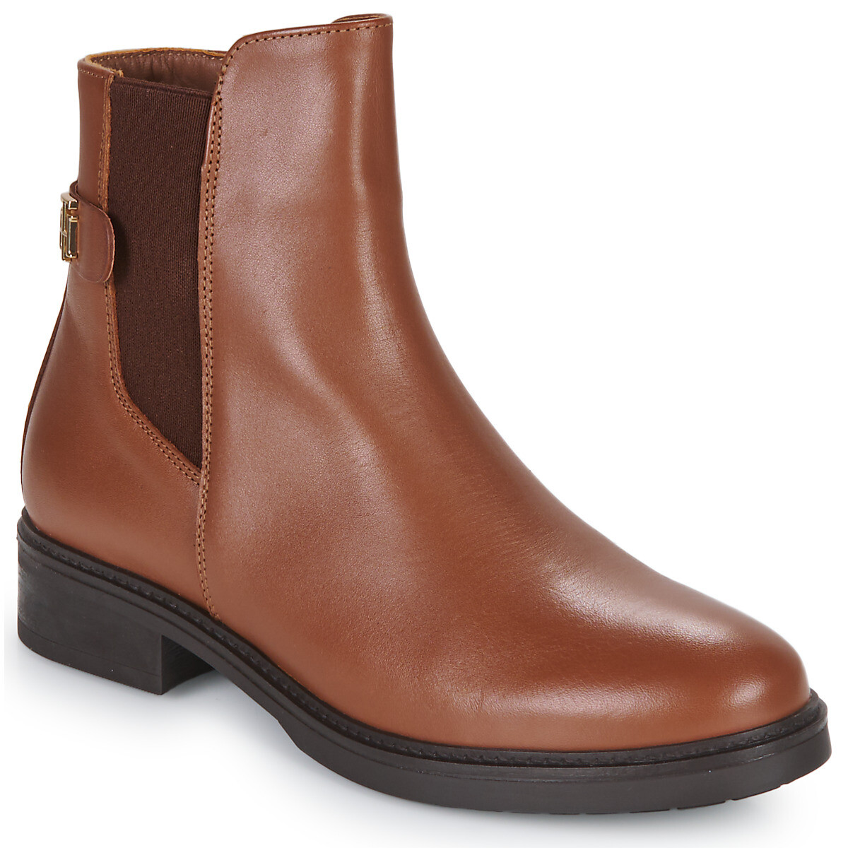 Tommy Hilfiger  TH LEATHER FLAT BOOT  Hnědá