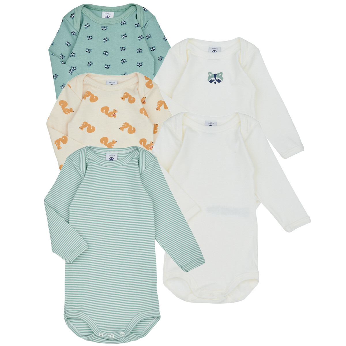 Petit Bateau  BODY US ML RITON PACK X5  ruznobarevne