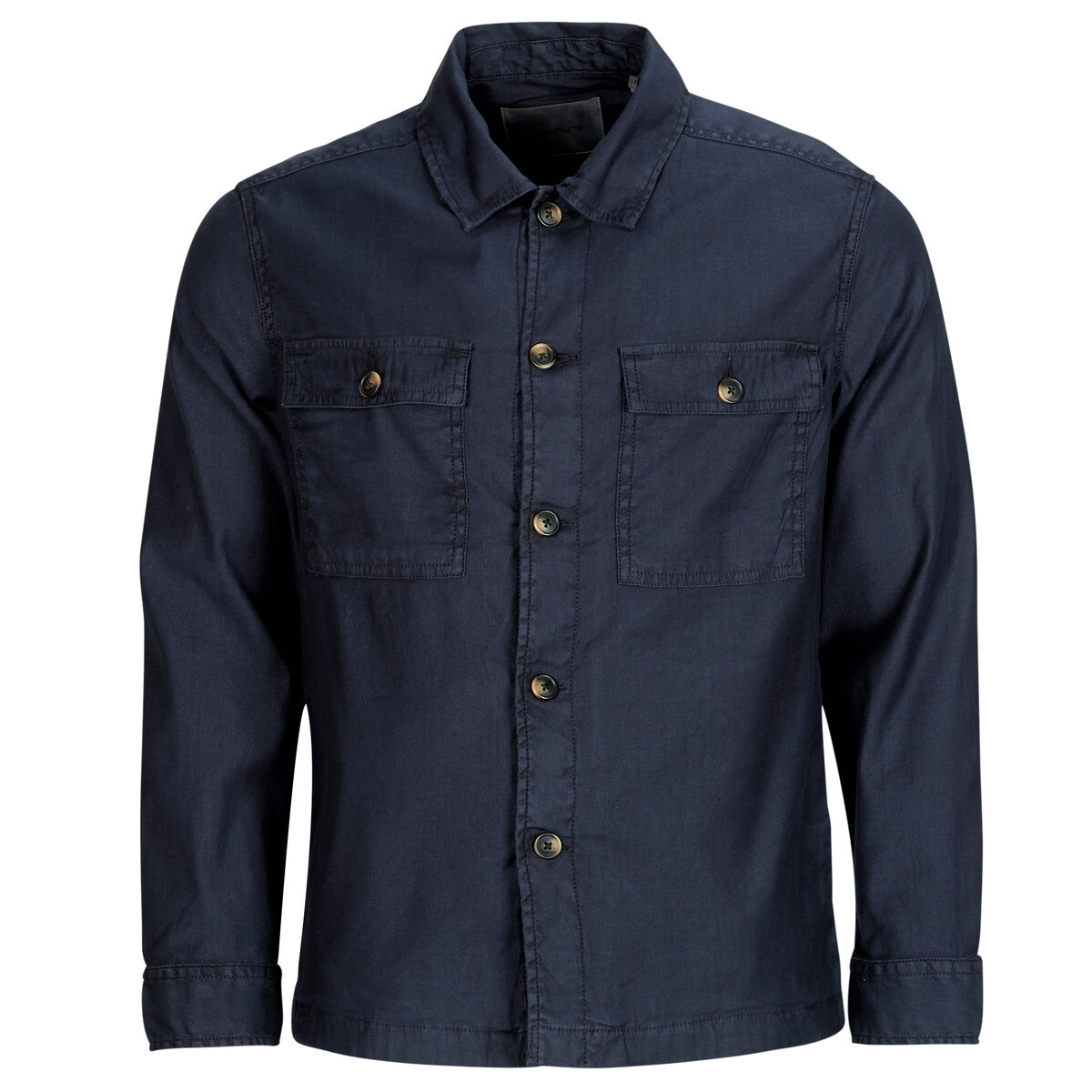 Gant  REG COT/LINEN OVERSHIRT  Tmavě modrá