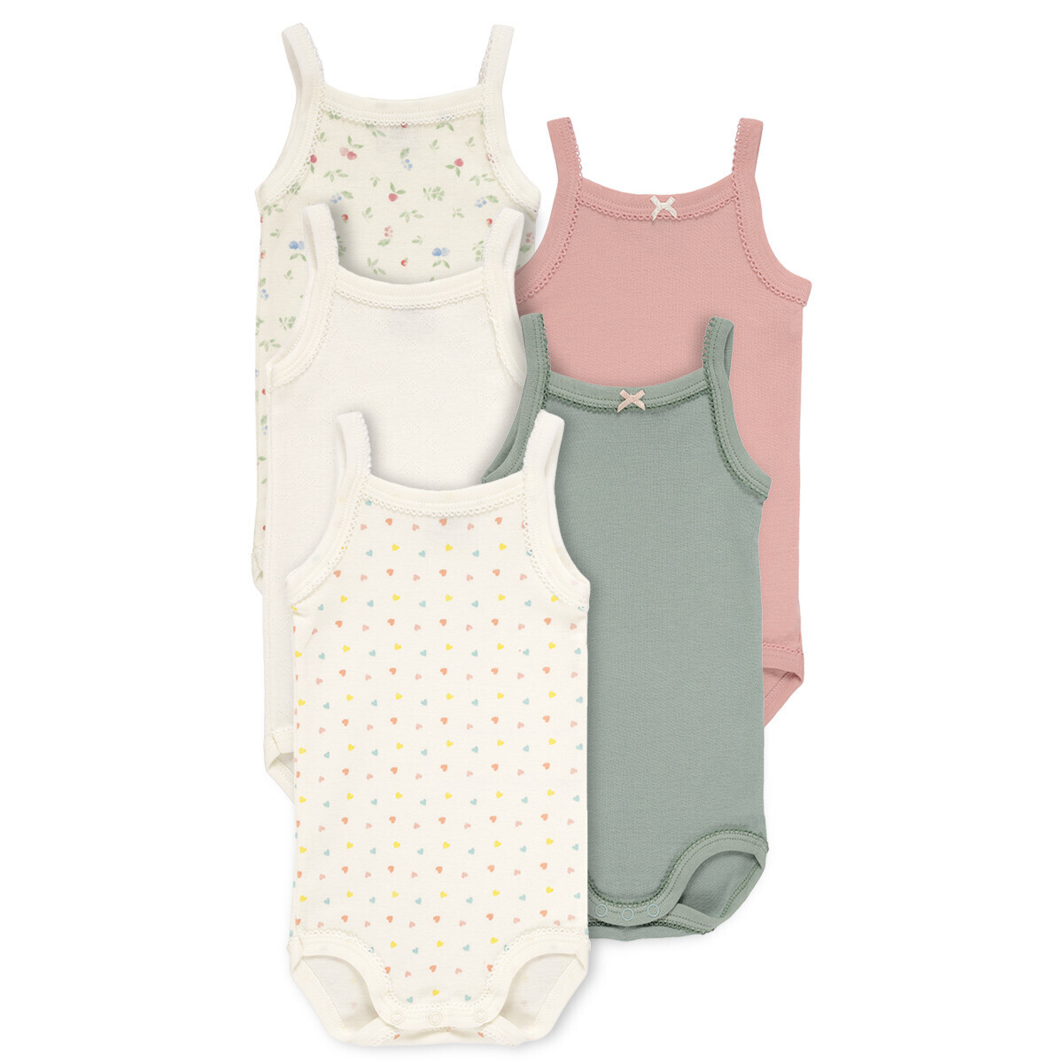 Petit Bateau  5 BODIES A BRETELLES ADELE  ruznobarevne