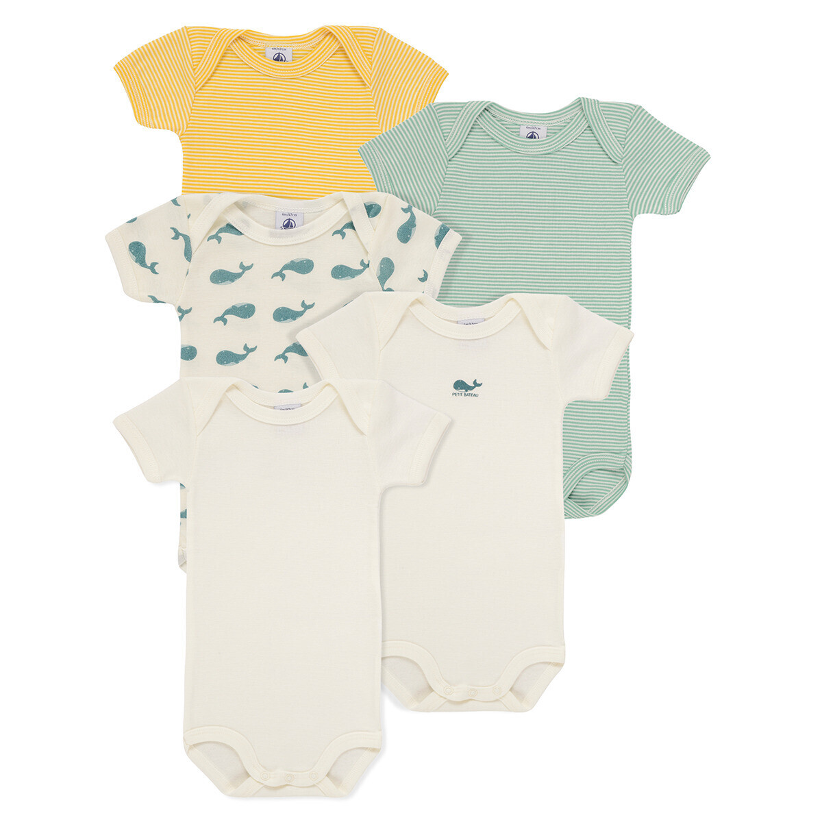 Petit Bateau  5 BODIES US MC  ruznobarevne