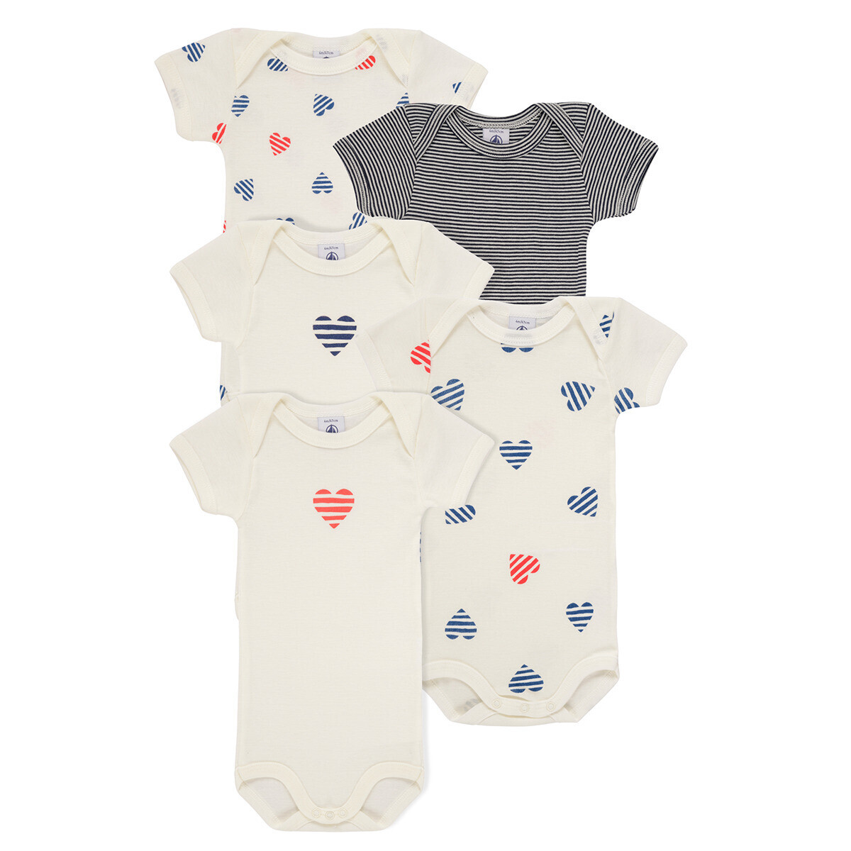Petit Bateau  5 BODIES US MC  Tmavě modrá