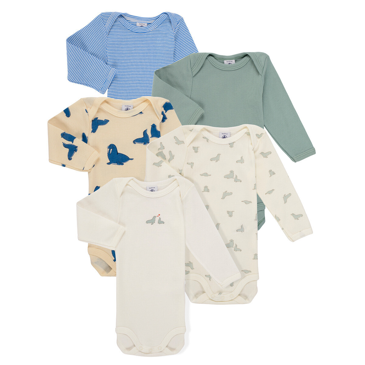 Petit Bateau  5 BODIES US ML  ruznobarevne