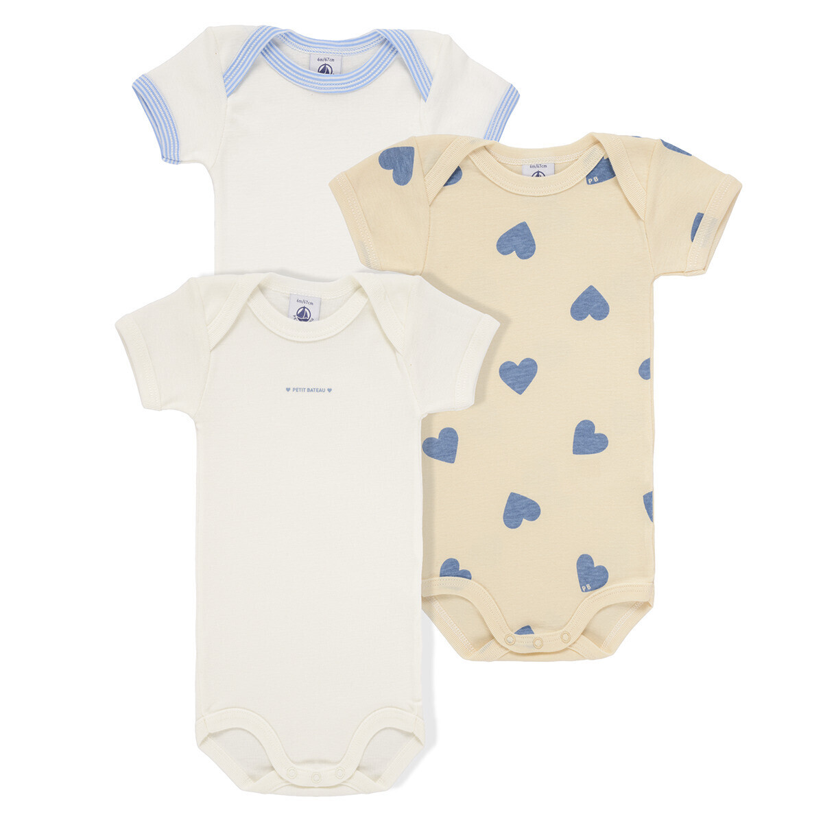 Petit Bateau  3 BODIES US MC  Modrá