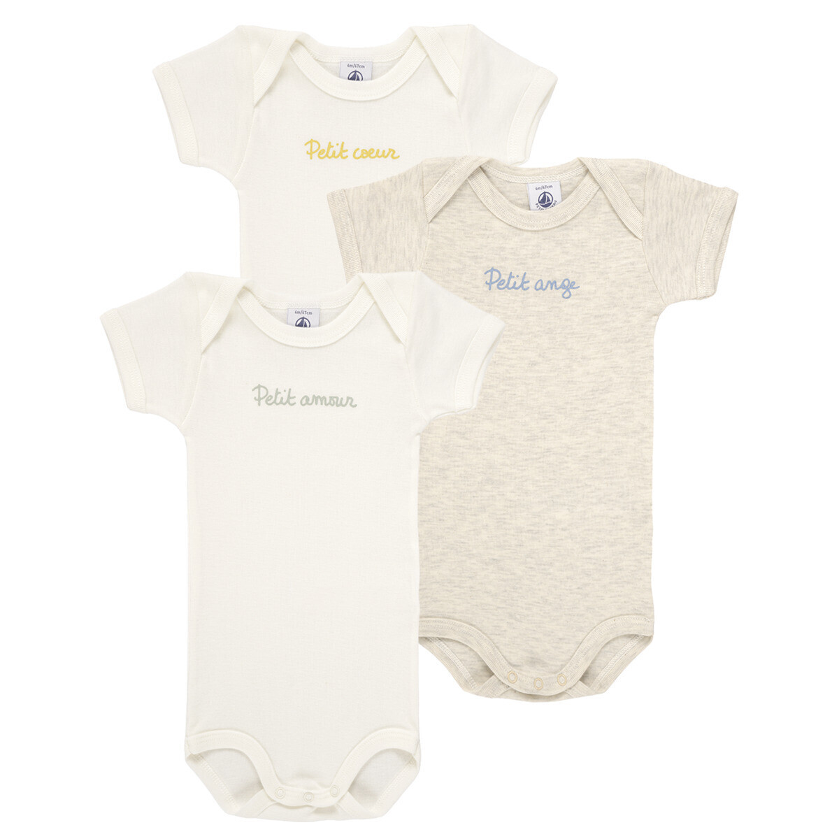 Petit Bateau  3 BODIES US MC  Bílá