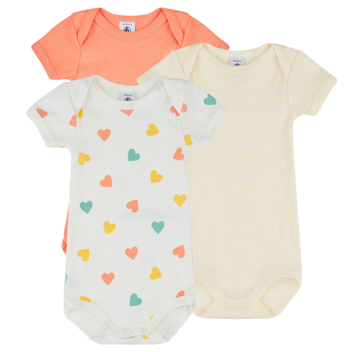 Petit Bateau  3 BODIES US MC  ruznobarevne