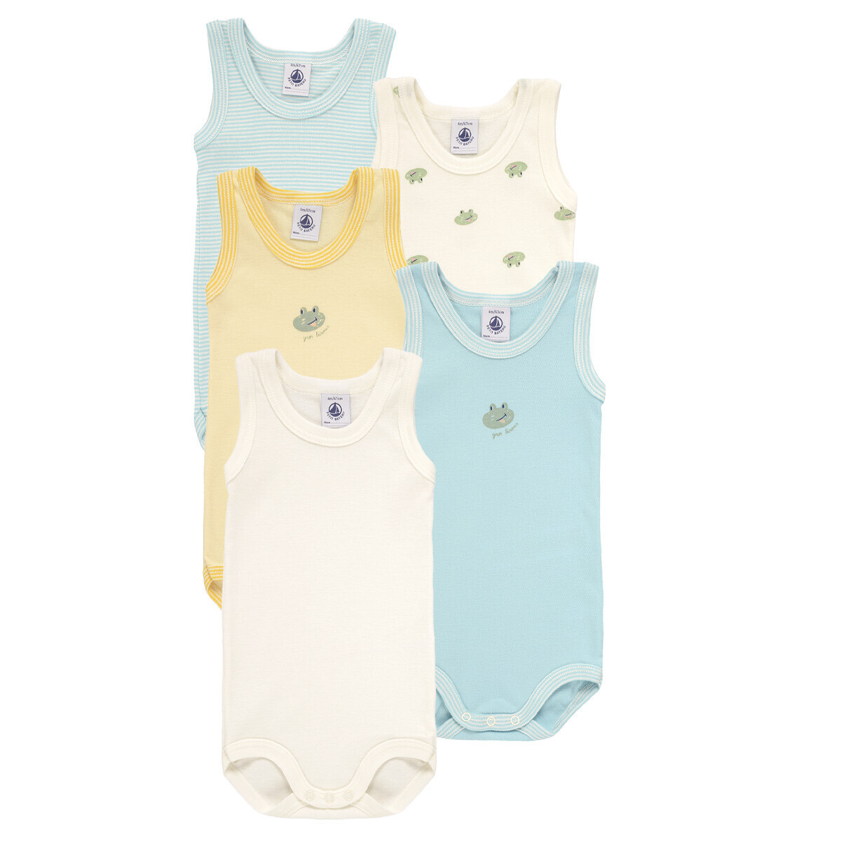 Petit Bateau  5 BODIES SM  ruznobarevne