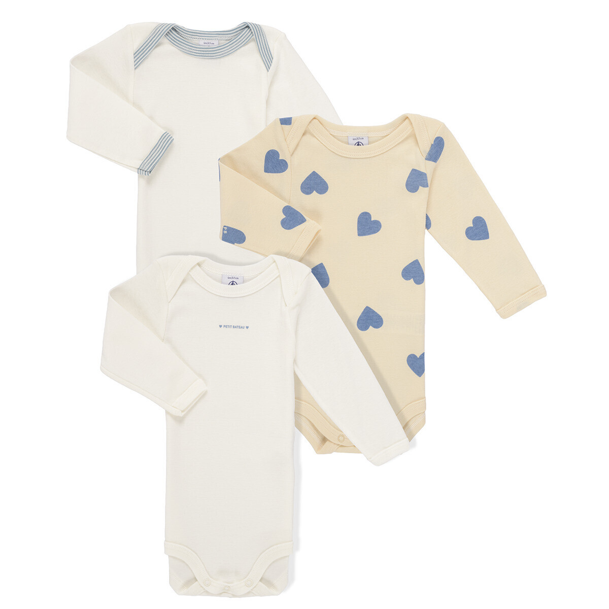 Petit Bateau  3 BODIES US ML  Modrá