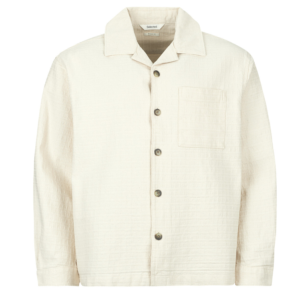Selected  SLHRLXRAY UNDYED OVERSHIRT  Béžová