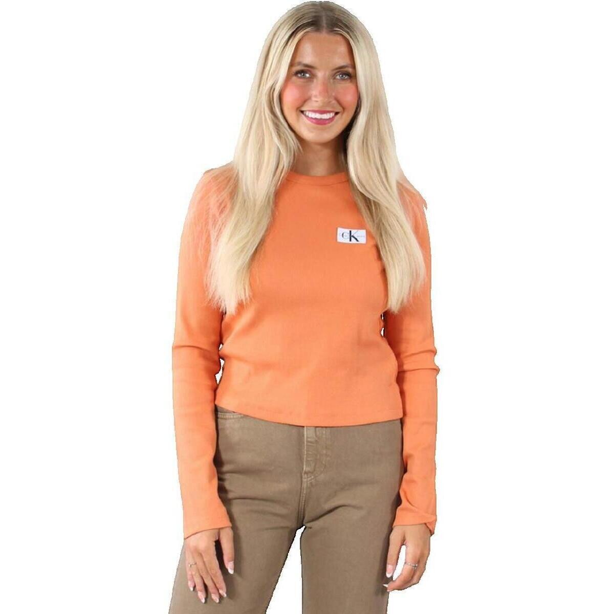 Calvin Klein Jeans  T-shirt à manches longues Calvin Klein slim fit femme orange  Oranžová