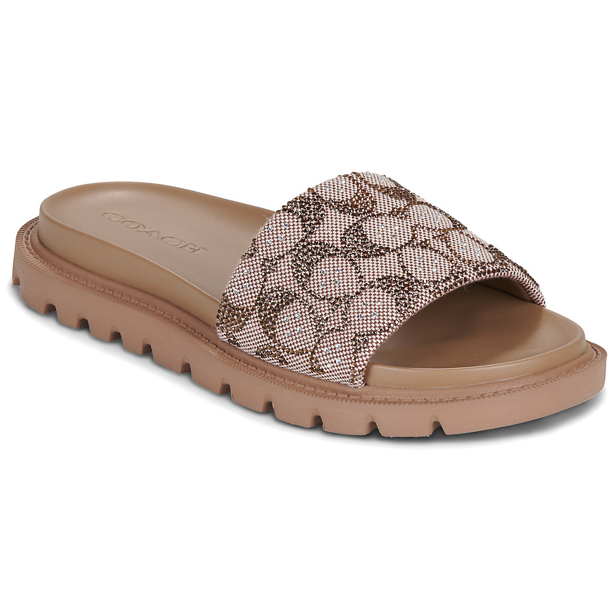 Coach  BRYNN CRYSTAL SIGNATURE SLIDE SANDAL  Hnědá