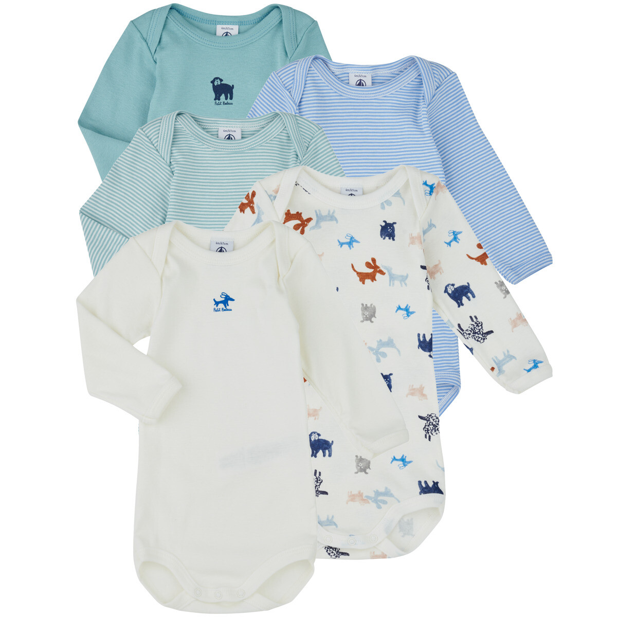 Petit Bateau  5 BODIES US ML  Modrá