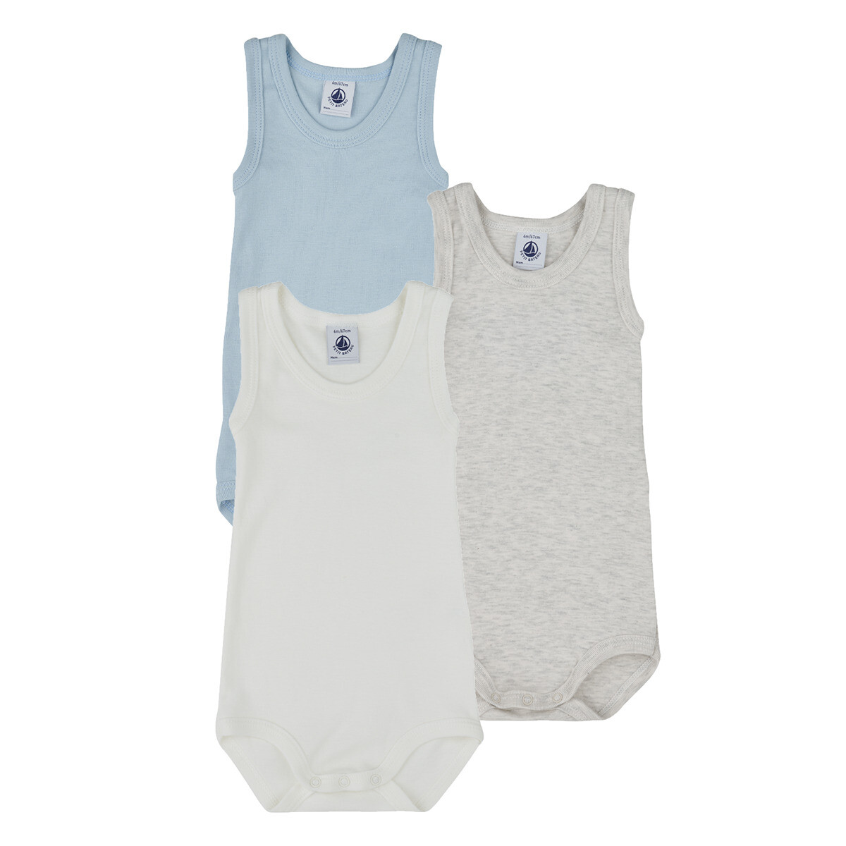 Petit Bateau  3 BODIES SM  ruznobarevne