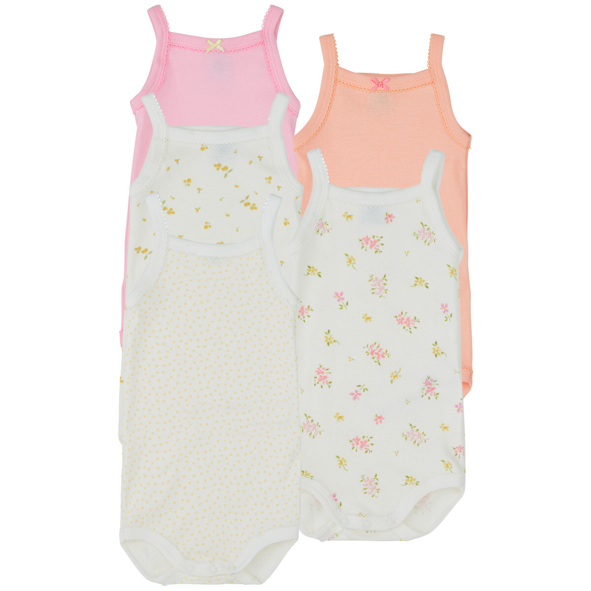 Petit Bateau  5 BODIES A BRETELLES  Růžová