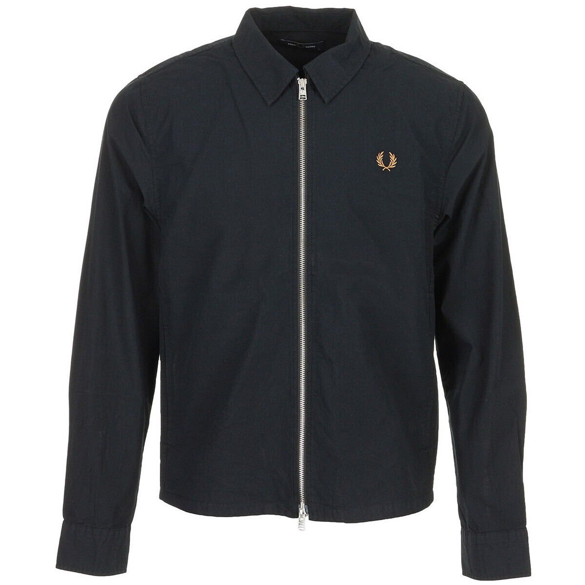 Fred Perry  Seersucker Zip Thru Overshirt  Černá