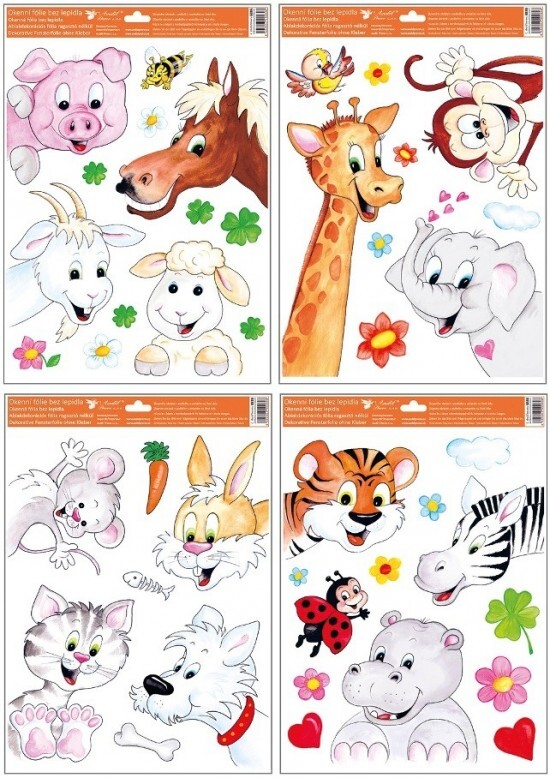 Anděl Okenní fólie - vykukující zvířátka - 30 x 42 cm - 6886