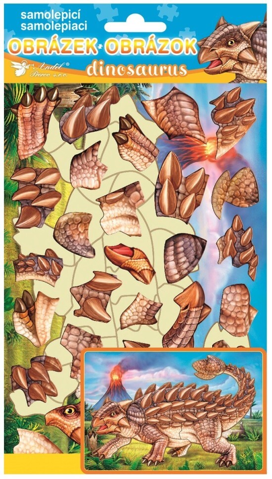 Anděl Samolepicí skládačka - ANKYLOSAURUS - 14 x 25 - cm - 6624