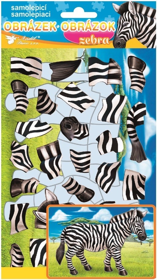 Anděl Samolepicí skládačka - zebra - 14 x 25 cm - 6629