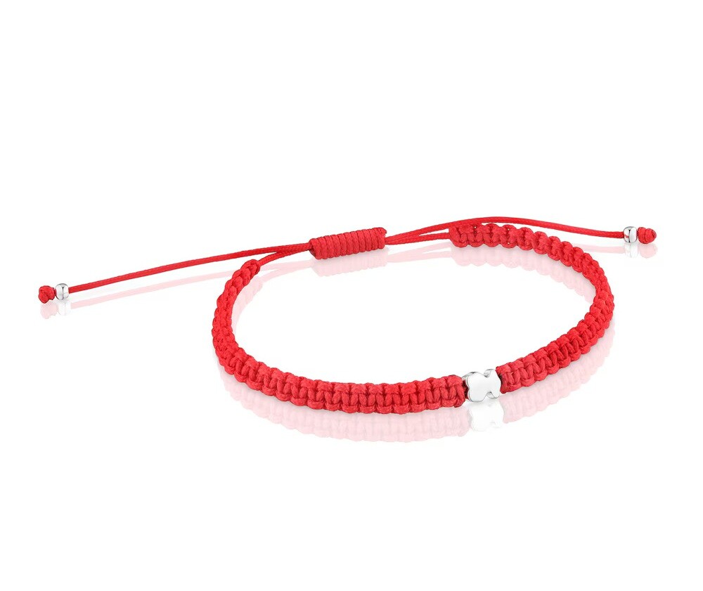 Tous Červený kabala náramek se stříbrným medvídkem 1004534500