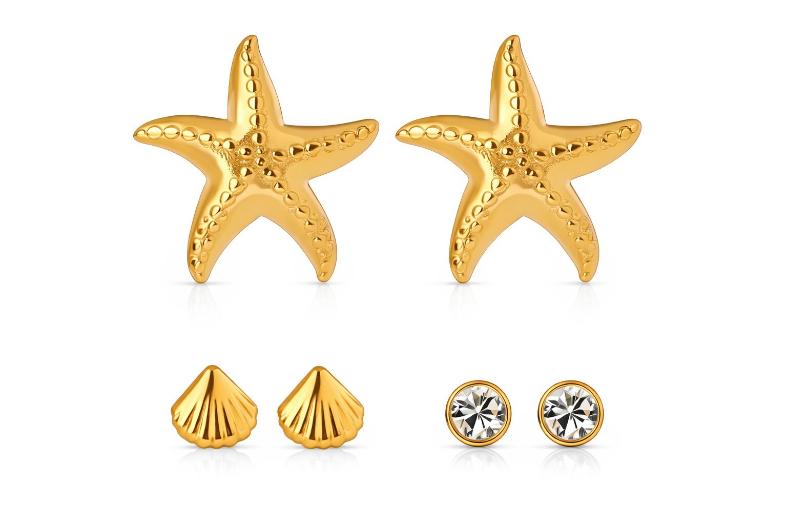 Troli Slušivá sada pozlacených náušnic (3 páry) VJDEW2410003