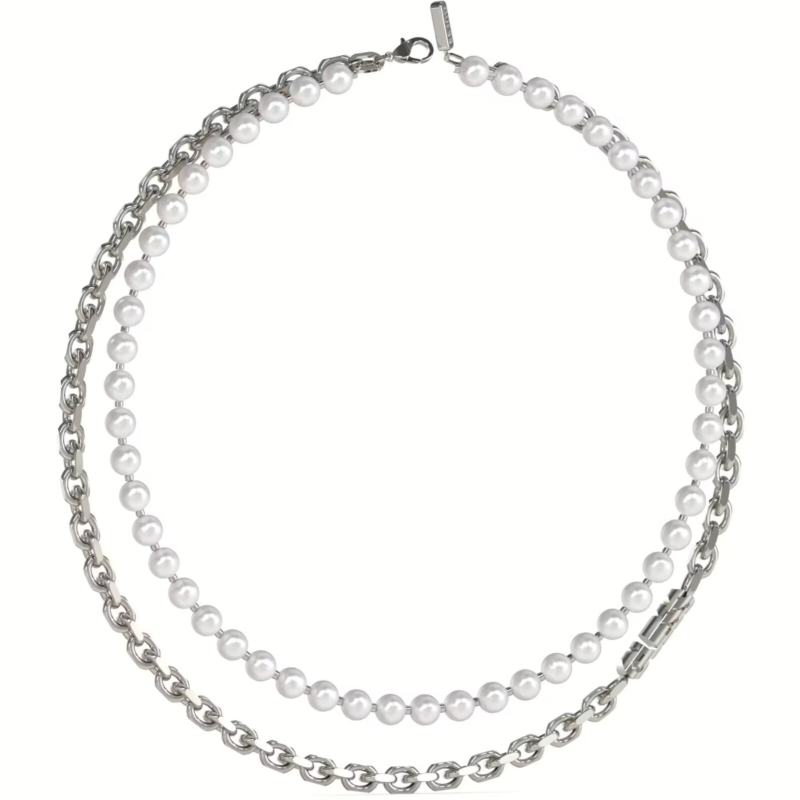 Guess Dvojitý pánský náhrdelník s perlami Edgy Styles JUMN04062JWSTWIT-U