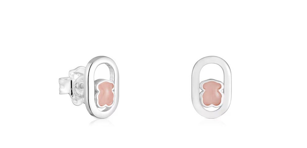 Tous Stříbrné oválné pecky s růžovým medvídkem Camille 1004562200