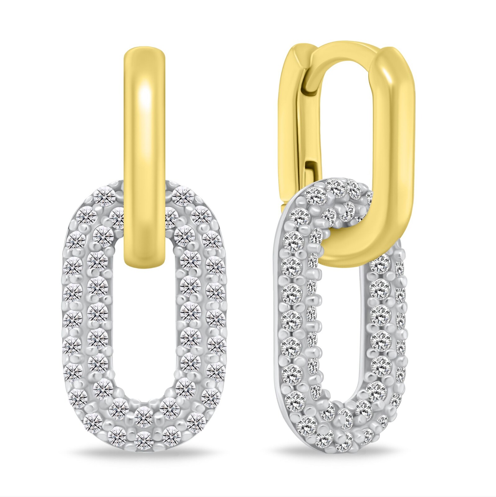 Brilio Silver Oválné bicolor náušnice 2v1 se zirkony EA1177YW