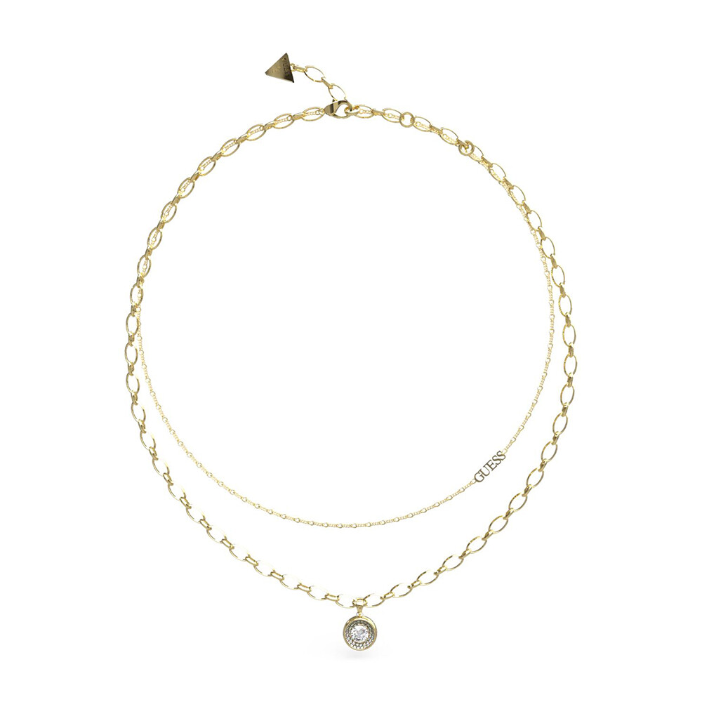 Guess Dvojitý pozlacený náhrdelník Unique Solitaire JUBN03395JWYGT