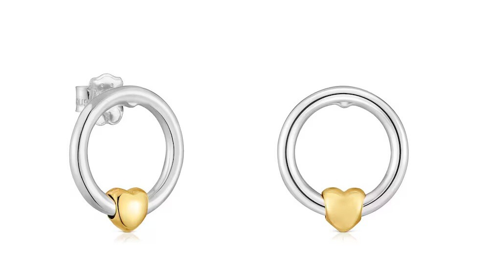 Tous Stříbrné bicolor náušnice se srdíčkem Flechazo 1004560400