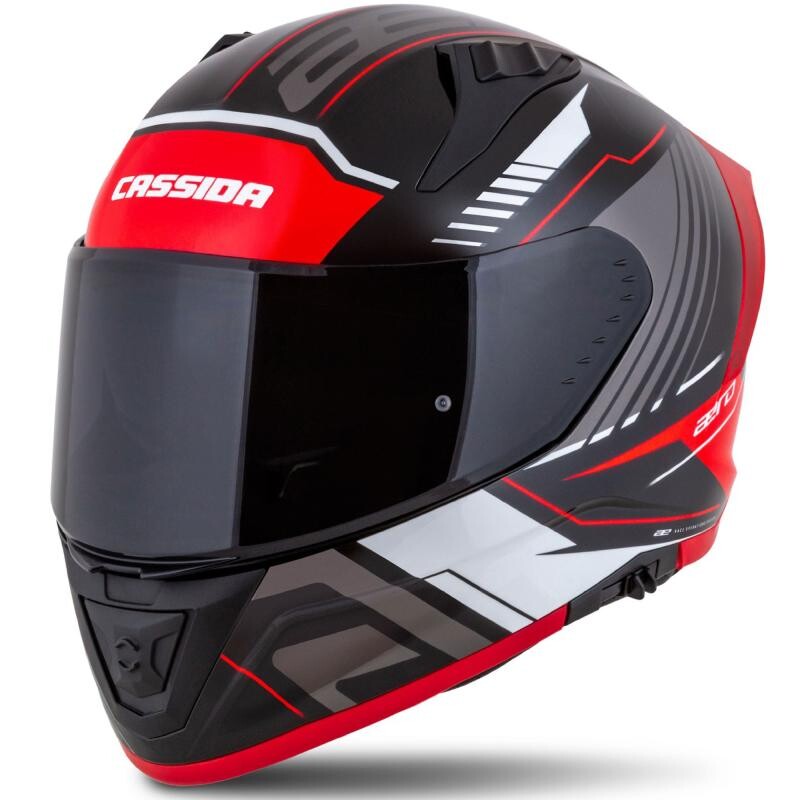 Cassida Integrální helma na motorku Aero Drome černo-červeno-bílo-šedá