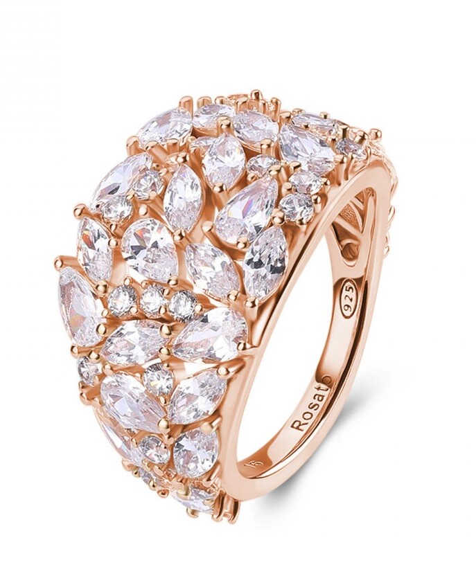 Rosato Luxusní pozlacený prsten s kubickými zirkony Gemma RZGE49 56 mm