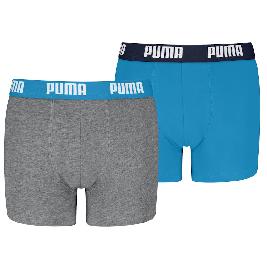Chlapecké boxerky Puma Everyday Basic Boxers 2P Dětská velikost: 128 / Barva: šedá/modrá