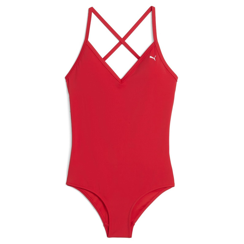 Dámské plavky Puma V-neck Padded Swimsuit Velikost: XS / Barva: červená