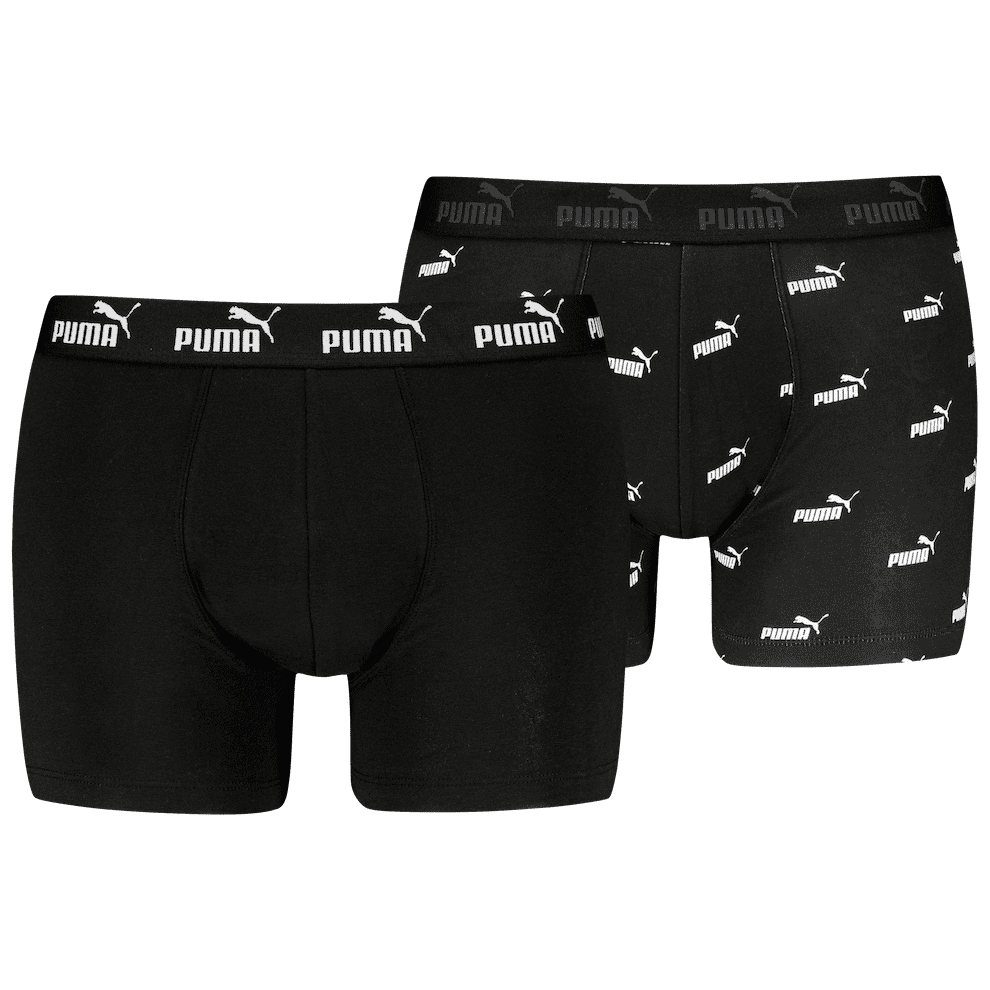 Pánské boxerky Puma Elements Logo Print Boxers 2P Velikost: M / Barva: černá